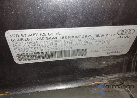 2006 Audi A6 3.2 z USA, uszkodzony, nr VIN WAUDG74F36N070797